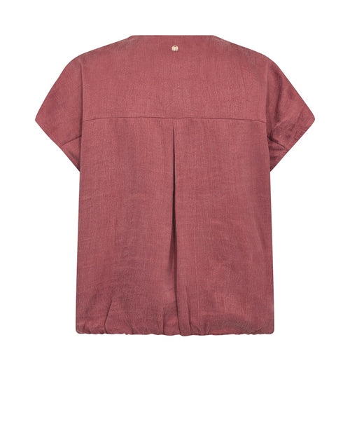 Mos Mosh dark salmon pink zipped short sleeved blouse at The SHOE GALLERY