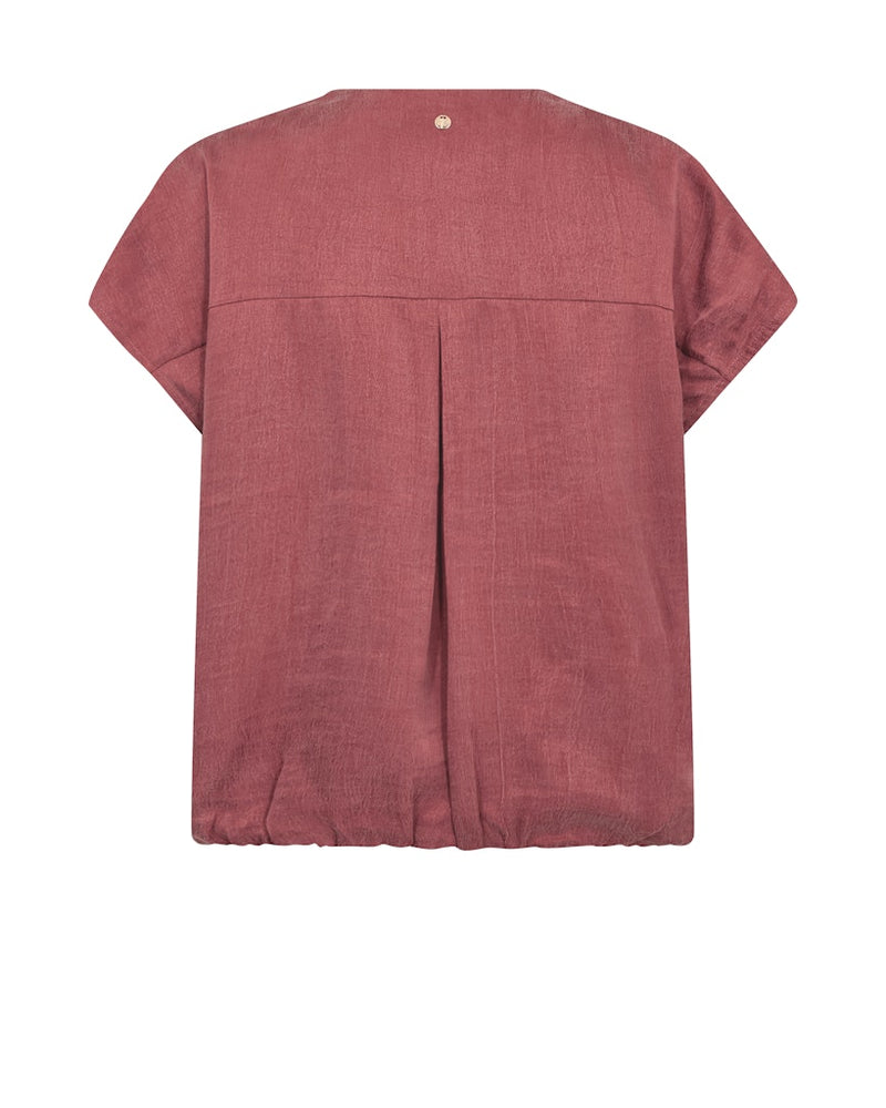 Mos Mosh dark salmon pink zipped short sleeved blouse at The SHOE GALLERY