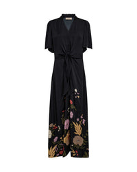 Black dress with floral printed hemline by Mos Mosh 