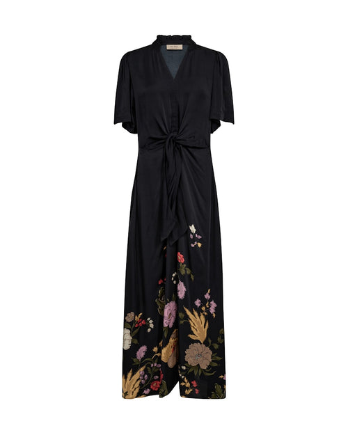 Black dress with floral printed hemline by Mos Mosh 