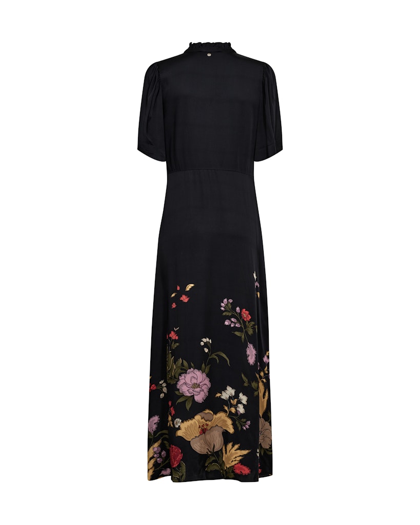 Black dress with floral printed hemline by Mos Mosh