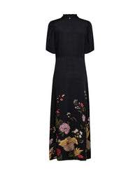 Black dress with floral printed hemline by Mos Mosh
