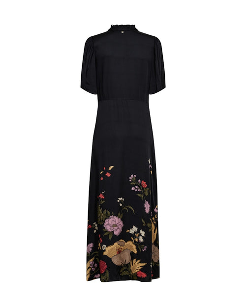 Black dress with floral printed hemline by Mos Mosh