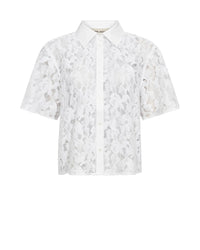 White lace shirt with button collar by Mos Mosh