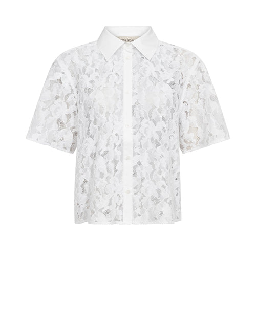 White lace shirt with button collar by Mos Mosh