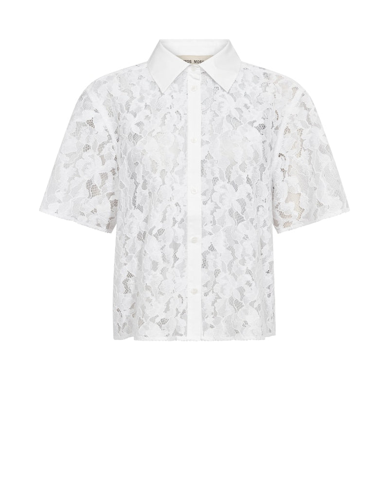 White lace shirt with button collar by Mos Mosh