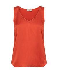 Astrid V Neck Silk Tank Top Spicy Orange