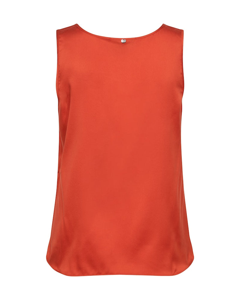 Astrid V Neck Silk Tank Top Spicy Orange