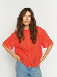 Lia River Lace Shirt Spicy Orange