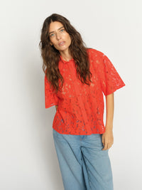 Lia River Lace Shirt Spicy Orange