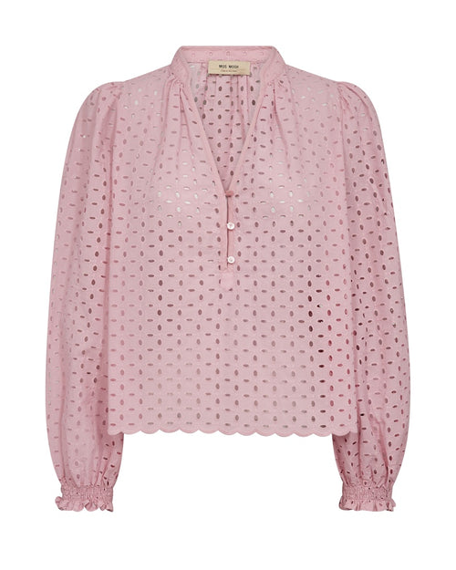 Pink long sleeved blouse with v neck