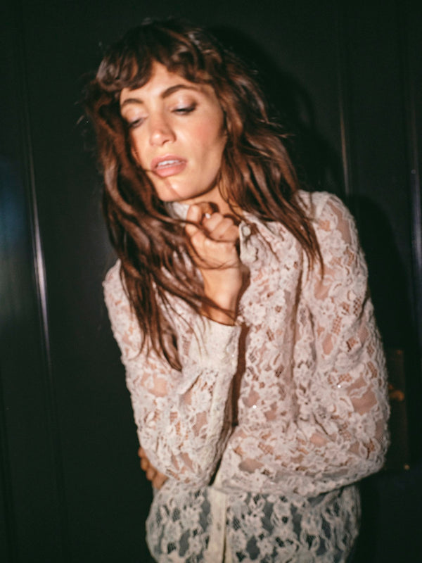 Kether Lace Sand Sequin Shirt