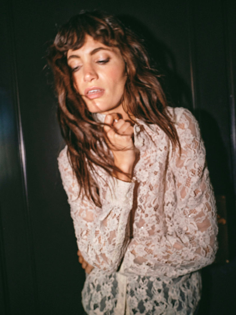 Kether Lace Sand Sequin Shirt