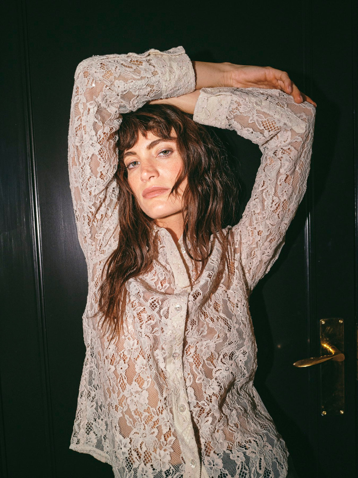 Kether Lace Sand Sequin Shirt