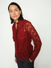 Kether Lace Biking Red Sequin Shirt