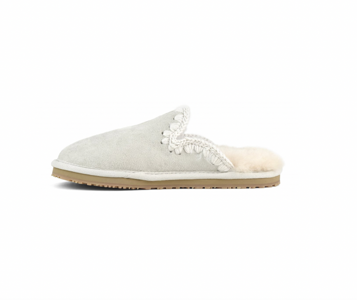 Suede Eskimo Stitch Slipper Silver Birch