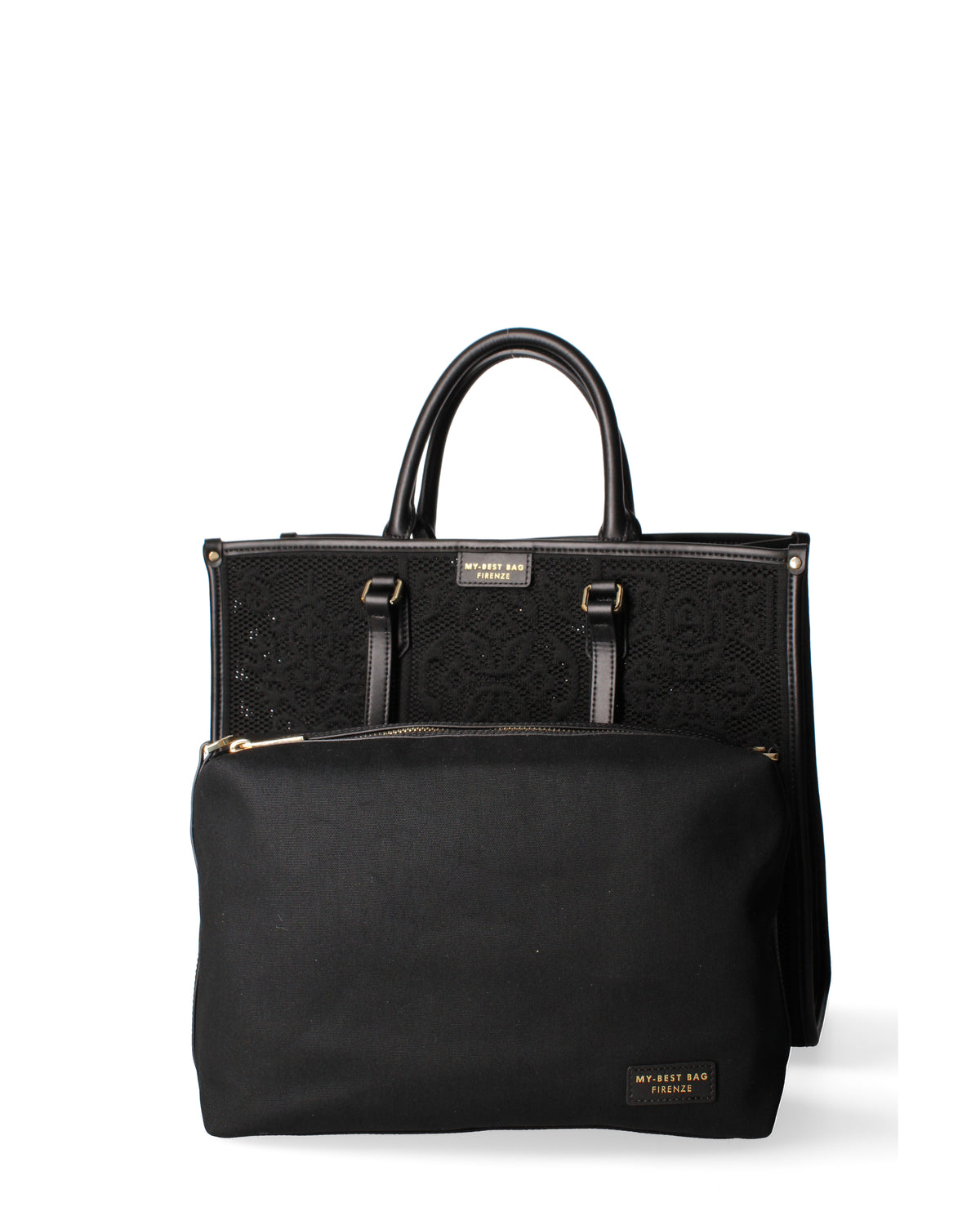 MY BEST BAG Ossidiana Tote Black Embossed Design