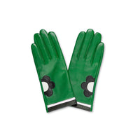 Leather Gloves Green Daisy