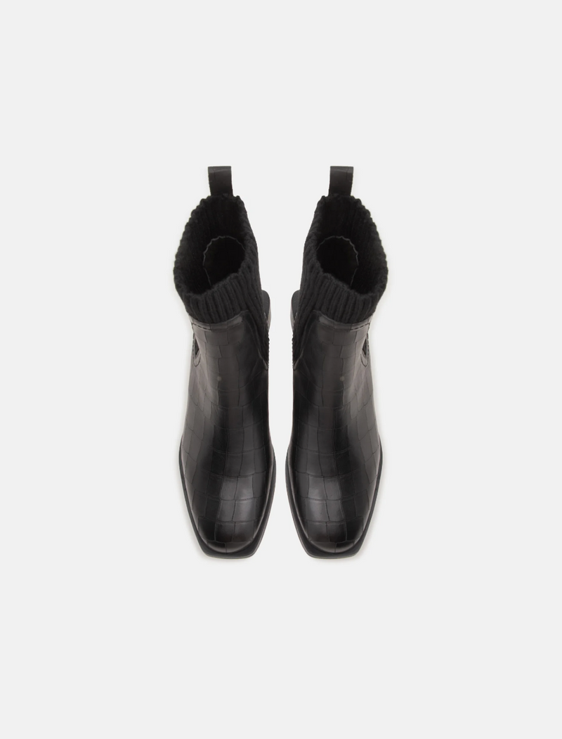 Matola Black Croc Print Leather Boots
