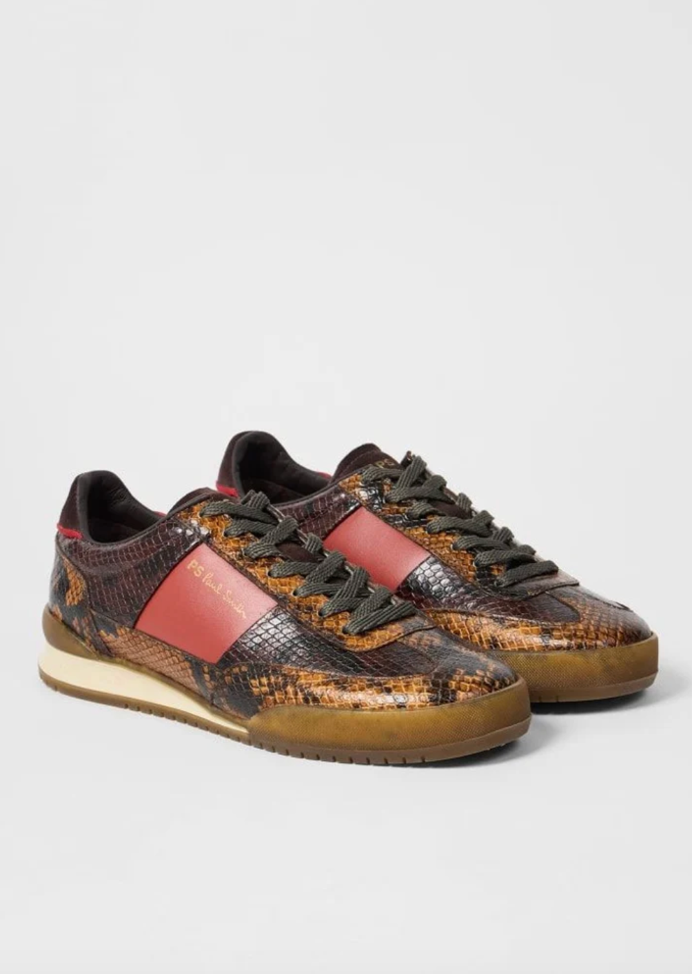 Dover Chocolate Snake Print Trainer