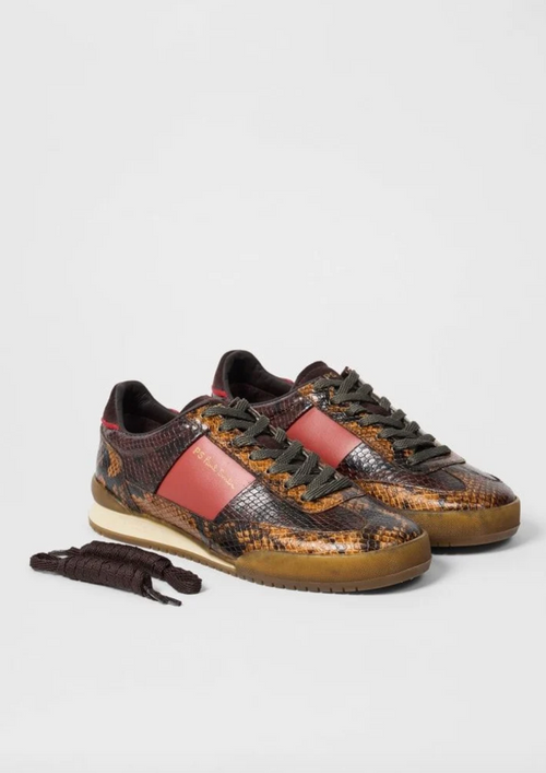 Dover Chocolate Snake Print Trainer