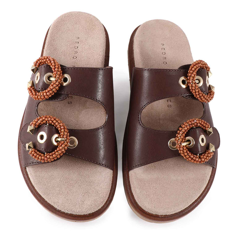 Pori Leather Slide Sandal Brown