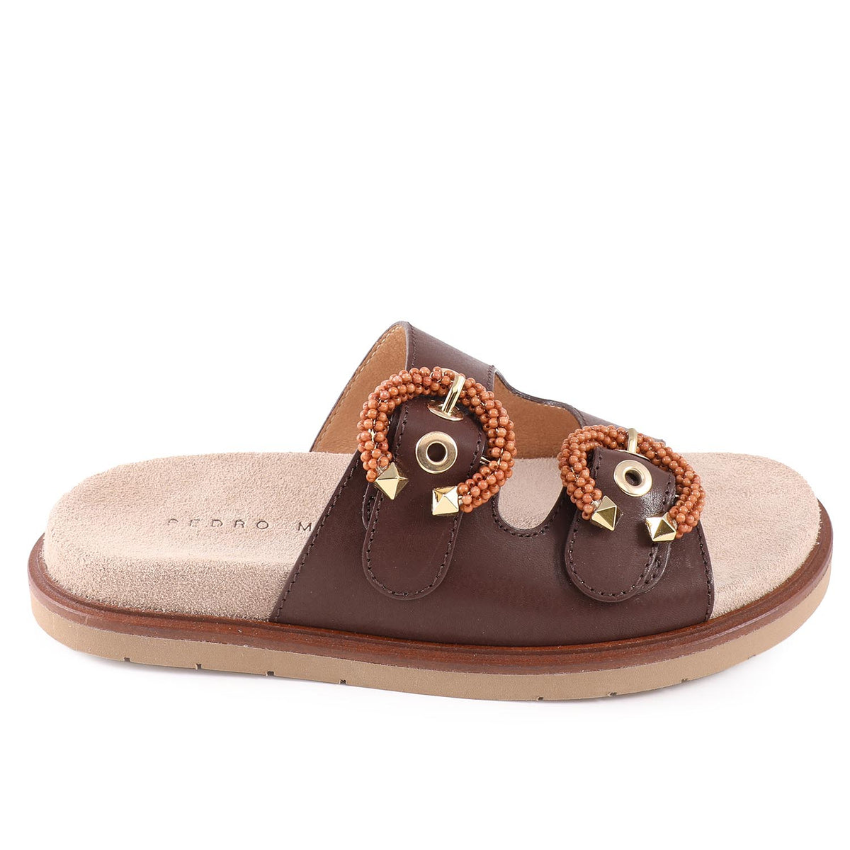 Pori Leather Slide Sandal Brown