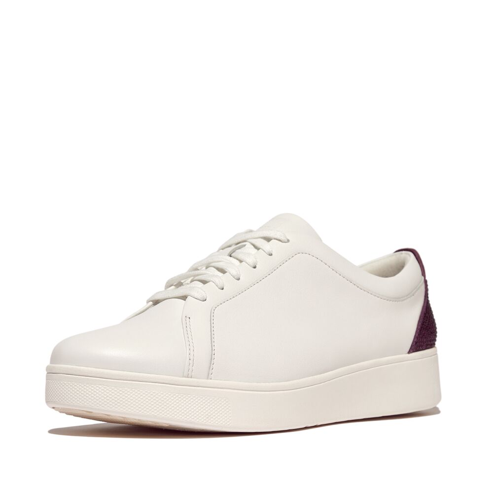 Rally Crystal Backtab Leather Trainers Urban White Mauve Wine