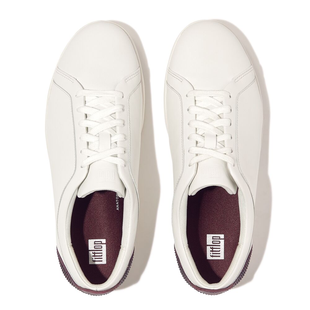 Rally Crystal Backtab Leather Trainers Urban White Mauve Wine