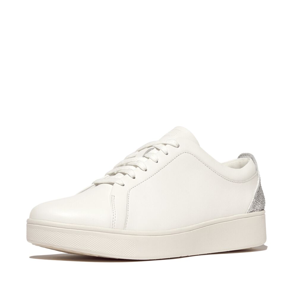 Rally Crystal-Backtab Leather Trainers Urban White Silver