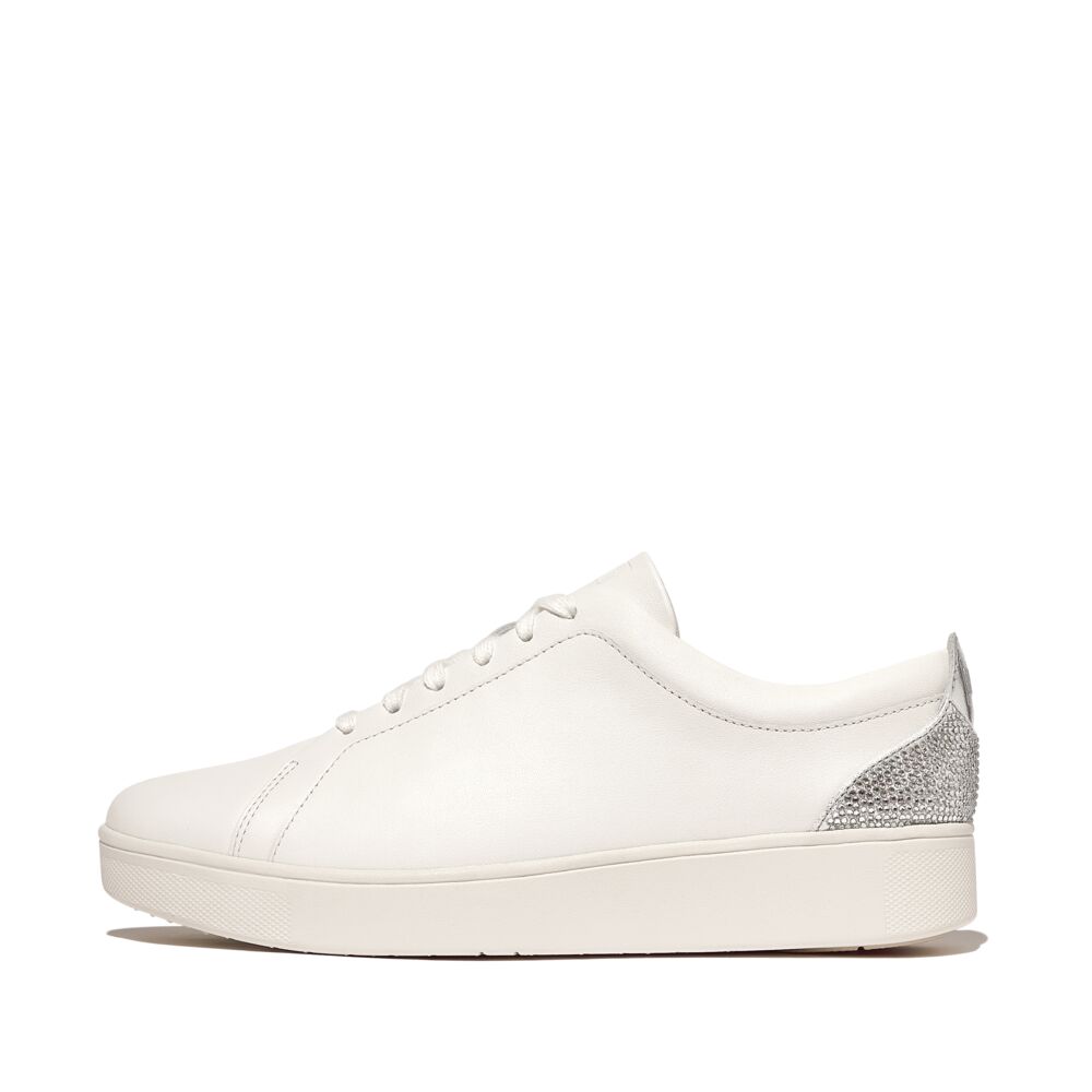 Rally Crystal-Backtab Leather Trainers Urban White Silver