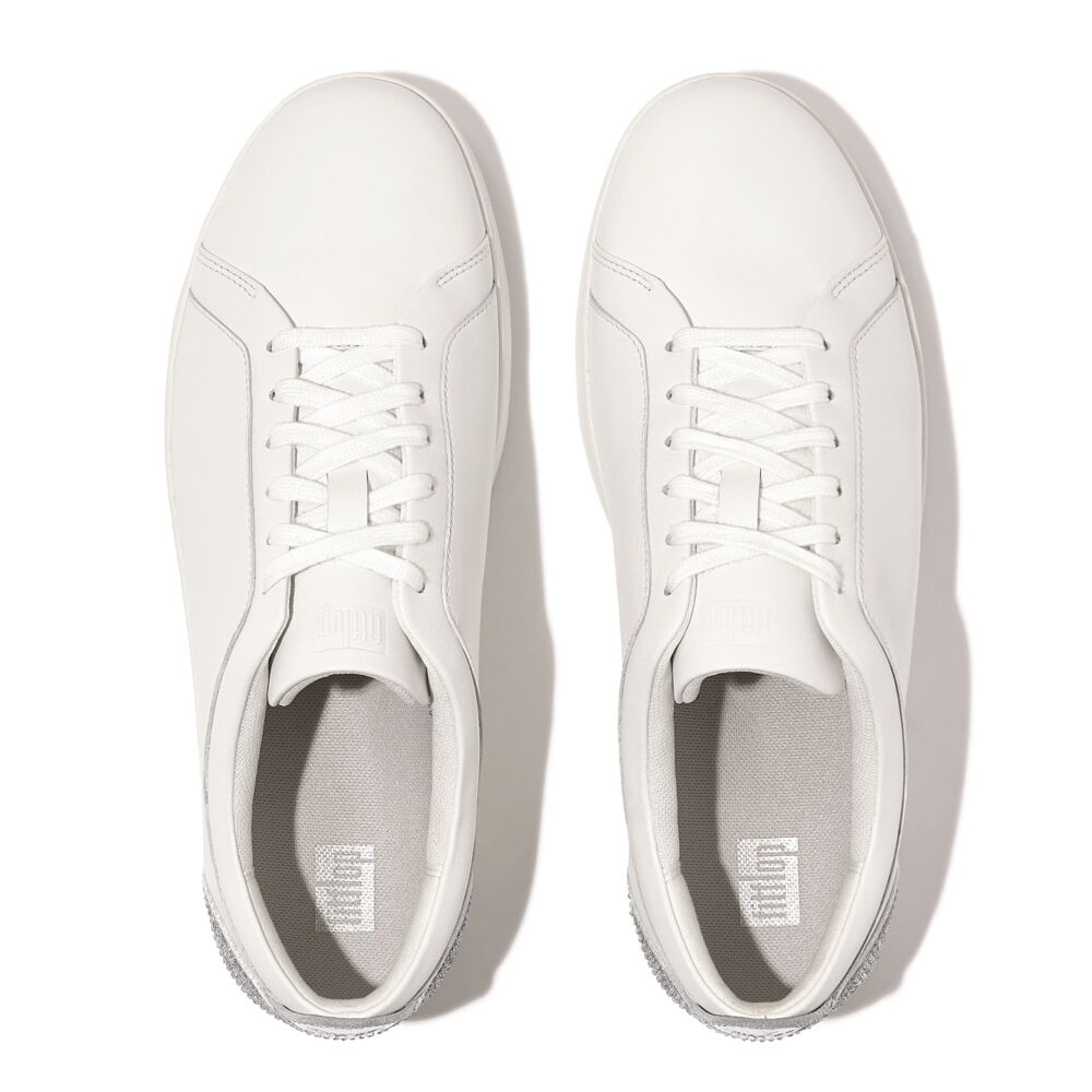 Rally Crystal-Backtab Leather Trainers Urban White Silver