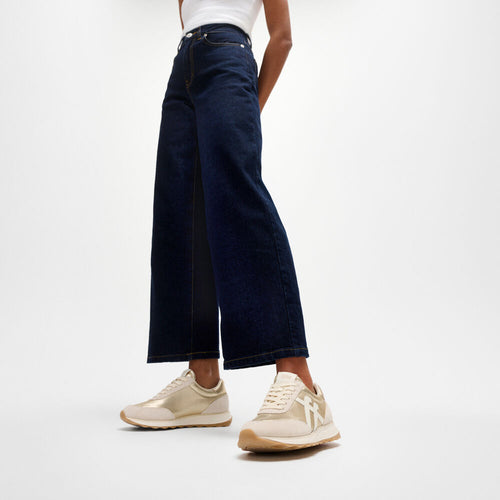 Retro-Q Metallic-Fabric/Suede Trainers Gold