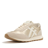 Retro-Q Metallic-Fabric/Suede Trainers Gold
