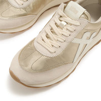 Retro-Q Metallic-Fabric/Suede Trainers Gold
