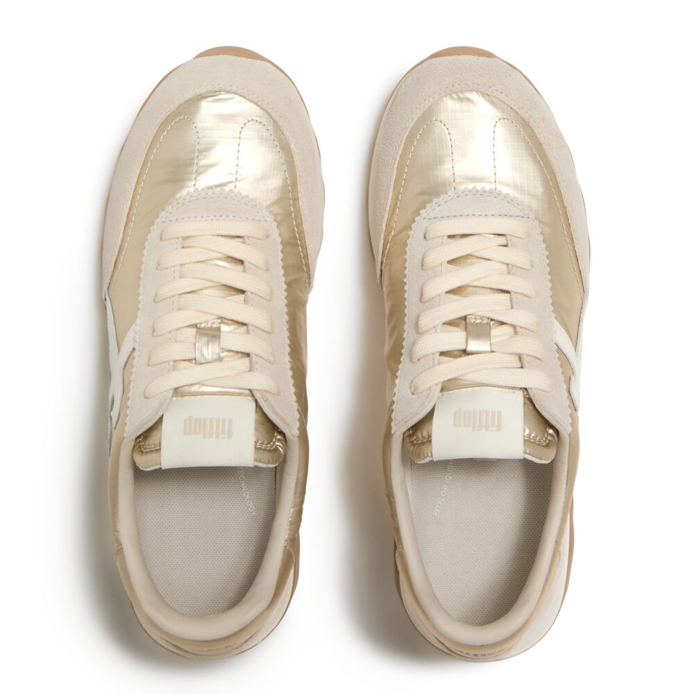 Retro-Q Metallic-Fabric/Suede Trainers Gold
