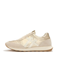 Retro-Q Metallic-Fabric/Suede Trainers Gold