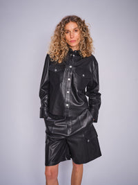Anne Leather Shorts Black