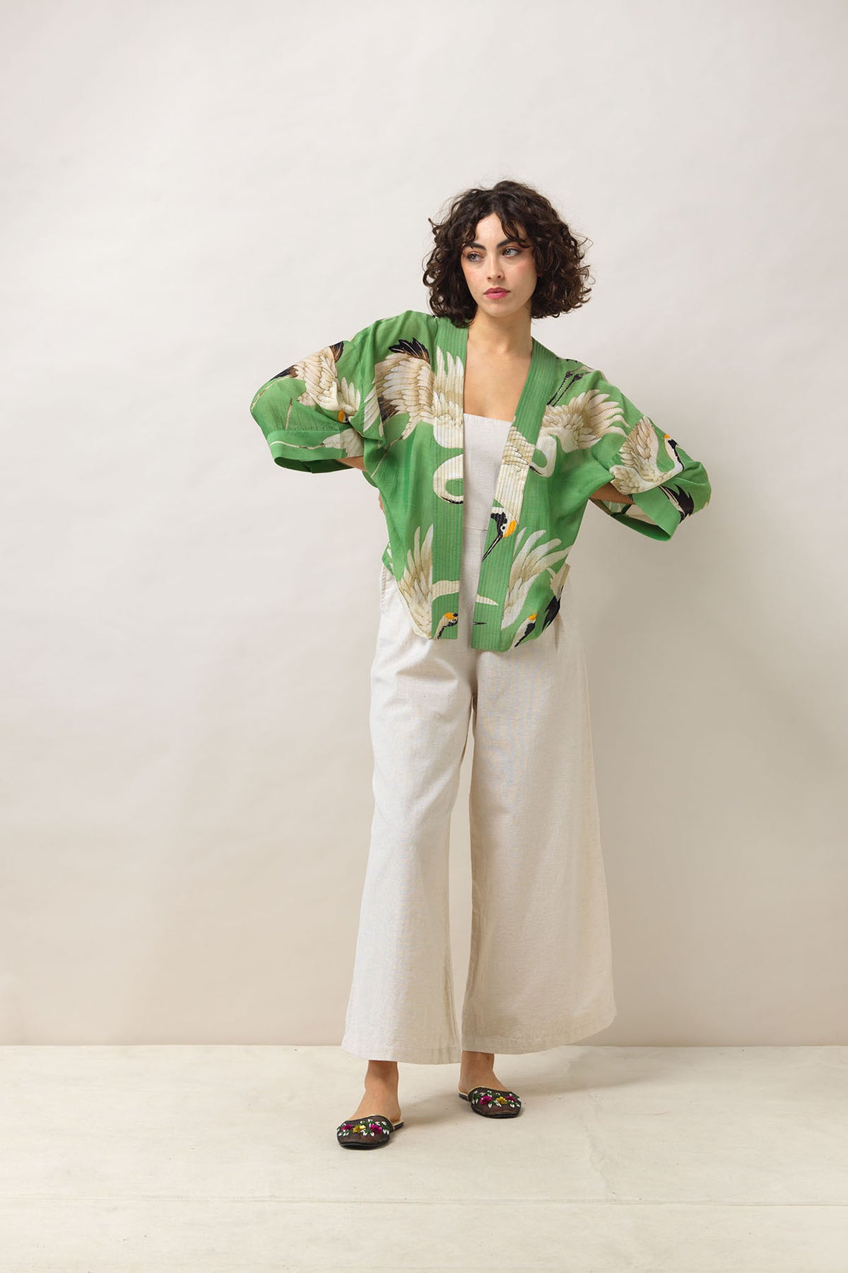 Stork Pea Green Kimono