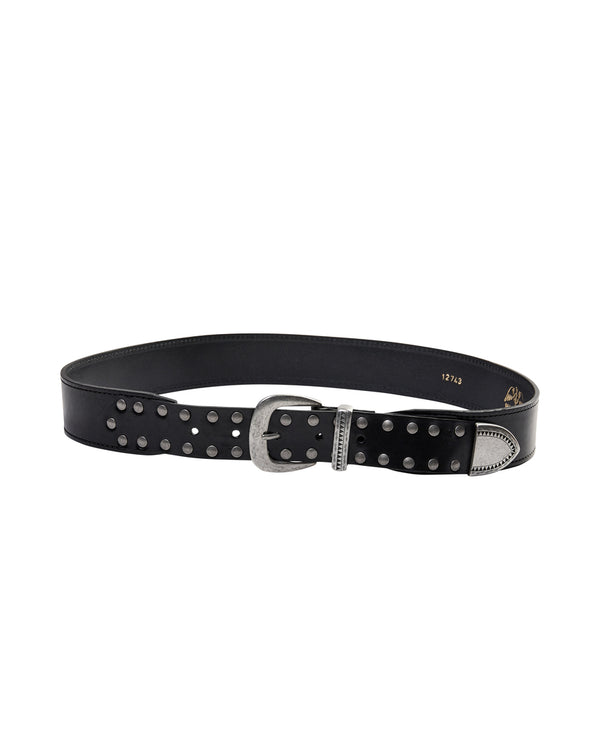 Studded Leather Belt Black