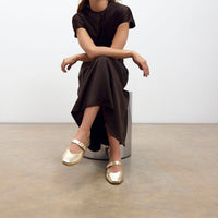 DELICATO Leather Mary Janes Gold