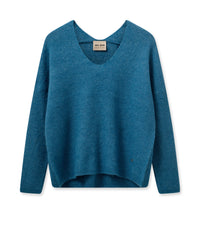 Thora V Neck Knit Bluesteel