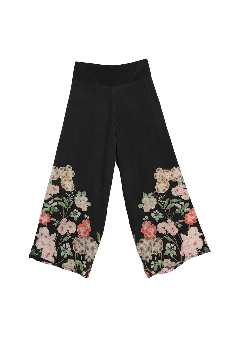 Trailing Blossom Black Palazzo Pant