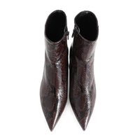 Ainsley Pointed Heeled Boot Brown Snake