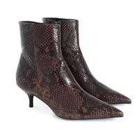 Ainsley Pointed Heeled Boot Brown Snake