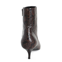 Ainsley Pointed Heeled Boot Brown Snake
