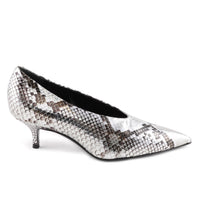 Aisil Silver Python Mid Heel Court