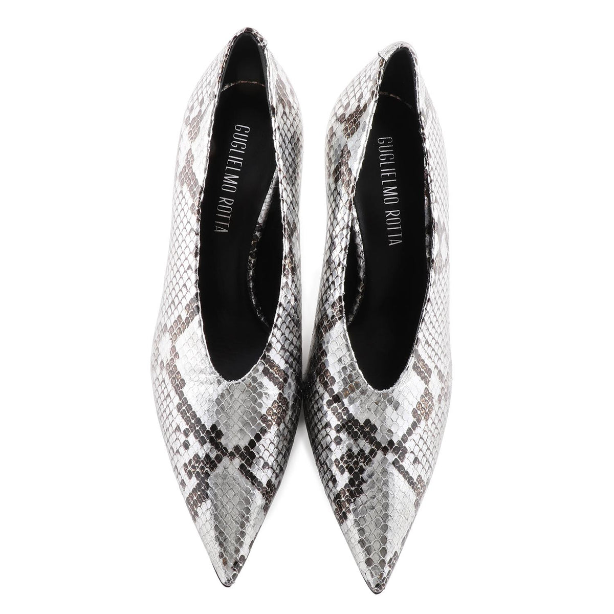 Aisil Silver Python Mid Heel Court