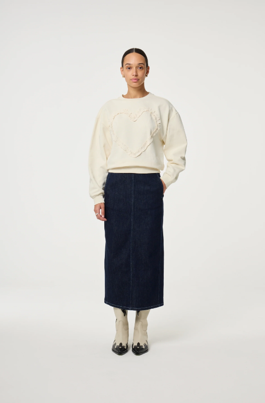 Archie Heart Sweater Cosy White