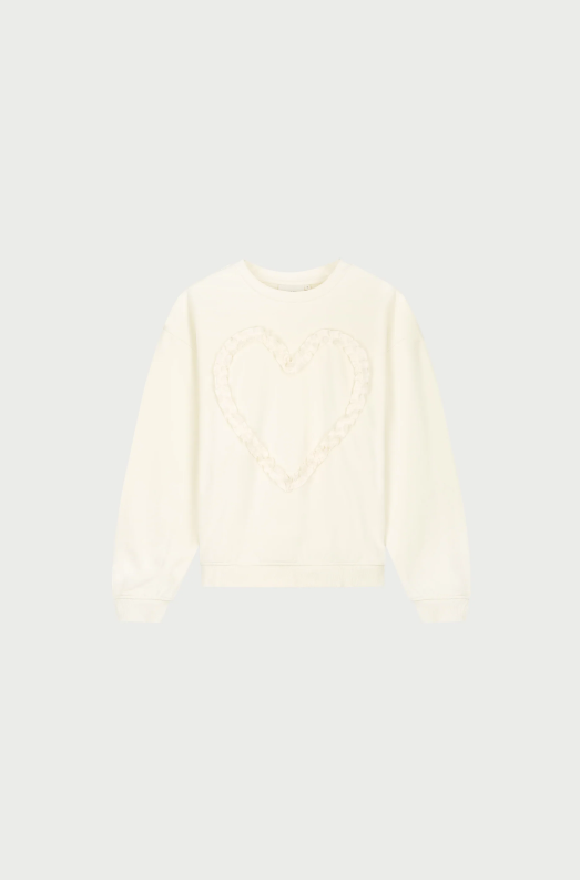Archie Heart Sweater Cosy White